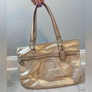 Metallic fabric Coach Handbag